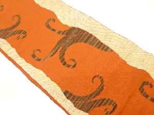 リサイクル　手織り紬唐草模様織出し名古屋帯